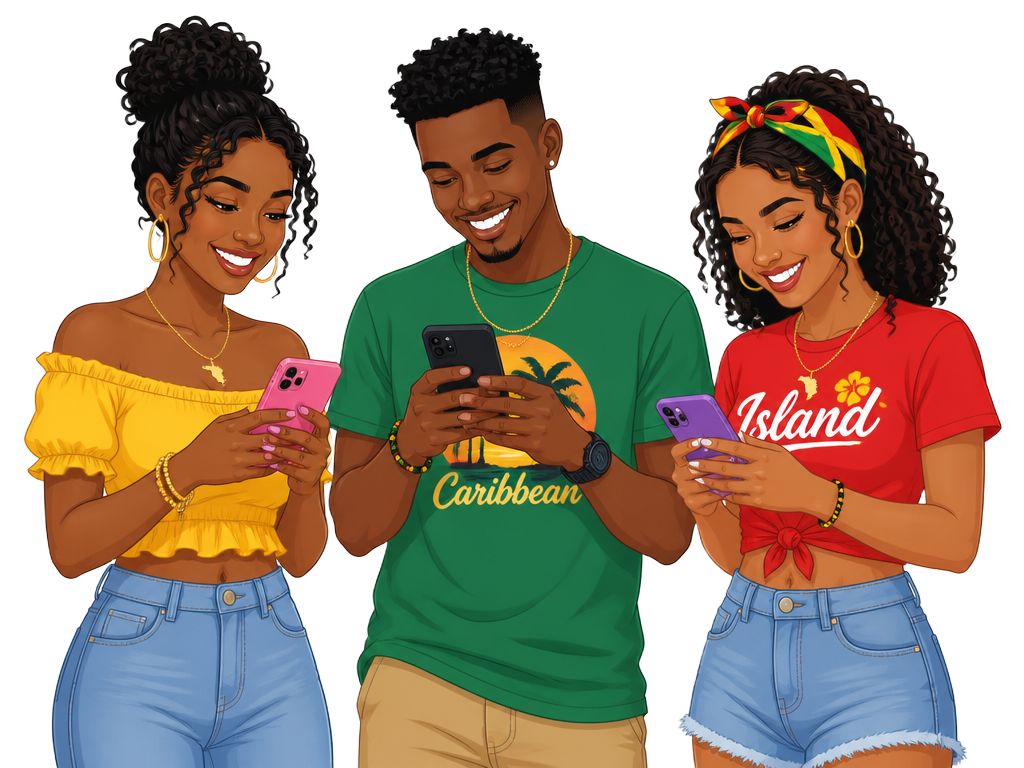 Three friends using CS Messenger on their phones